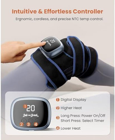 Bob And Brad Cordless Far Infrared Knee Heating Pad For Pain Relief Fsa-Hsa Eligible Deep Tissue Heated Wrap For Arthritis Meniscus Tear Tendinitis Portable Electric Brace For Elbow Arm & Leg