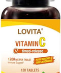 Lovita Vitamin C 1000mg with Citrus Bioflavonoids and Rosehip Timed Release Coating High Potency 3in1 Formula Immune Support 120 Vegan Tablets