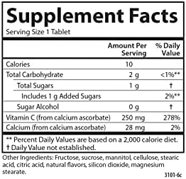 Carlson Kid's Chewable Vitamin C 250 mg 1 g of Sugars Immune Support and Optimal Wellness Antioxidant Tangerine 120 Vegetarian Tablets