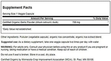 Swanson Made with Organic Whole Garlic 700 Milligrams 60 Veg Capsules