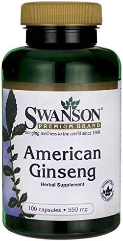 Swanson Premium Brand American Ginseng 550 Milligrams 100 Capsules