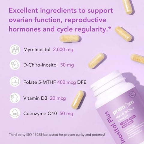 Premom Inositol Plus 2000mg MyoInositol and 50mg DChiro Inositol Personal Fertility Lubricant for Conception 4oz Ovarian and Reproductive Health