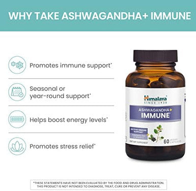 Himalaya Ashwagandha +Immune With Vitamin C For Active Immune Support & Hello Alert Mind For Energy Focus & Attention 60 Capsules Each Bundle
