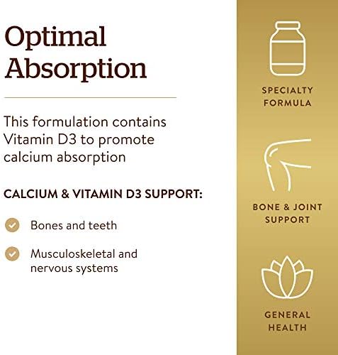 Solgar Calcium Citrate With Vitamin D3 240 Tablets Promotes Healthy Bones and Teeth Supports Musculoskeletal and Nervous Systems NonGmo GlutenFree Dairy Kosher 60 Servings