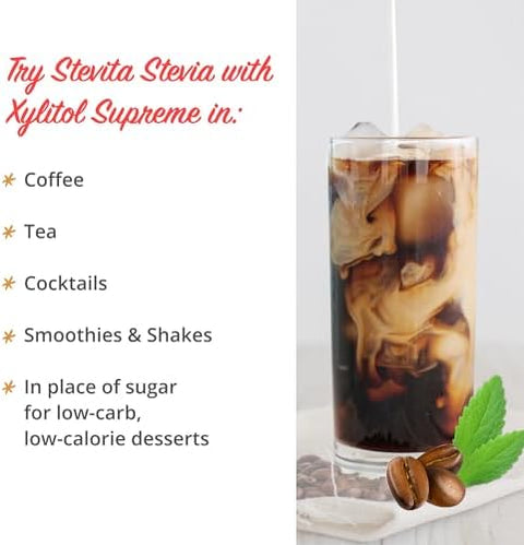 Stevita Stevia with Xylitol Supreme 8 oz Pouch AllNatural Stevia Extract Natural Sweetener No Calories NonGMO Vegan Kosher Keto Paleo Gluten Free ErythritolFree 227 Servings