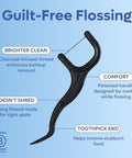 SmartLifeco Individually Wrapped Dental Floss Picks - Eco-Friendly Flosser Handle Made with Straw Wheat Blend Great for Travel PFA Free Toothpick Stick End Bamboo Charcoal Thread Whitens Teeth