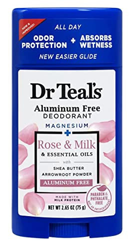 Dr. Teal'S Rose & Milk Deodorant Set (2 Pack 2.65Oz Ea) Rose & Milk Formula Aluminum With Magnesium Essential Oils Shea Butter & Arrowroot Powder Absorb Moisture Keep Skin Healthy
