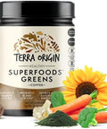 Terra Origin Superfoods Greens Blend Organic Vegetable Supplement With Tumeric Milk Thistle Green Tea Chlorella Nongmo Gluten Vegan Coffee 30 Servings