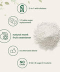 Monk Fruit Sweetener with Allulose, 2 lbs | No Erythritol | No Aftertaste, 1:1 White Sugar Substitute, Keto & Vegan Friendly, Zero Calorie | Great for Drinks, Coffee, Tea, Cookies | Non-GMO