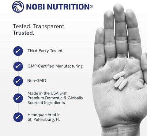 Nobi Nutrition Nmn Supplement 500Mg 99% Pure Nad+ Precursor For Cellular Energy Longevity Repair And Healthy Aging Support Thirdparty Tested & Nongmo Nicotinamide Mononucleotide 60 Nmn Capsules