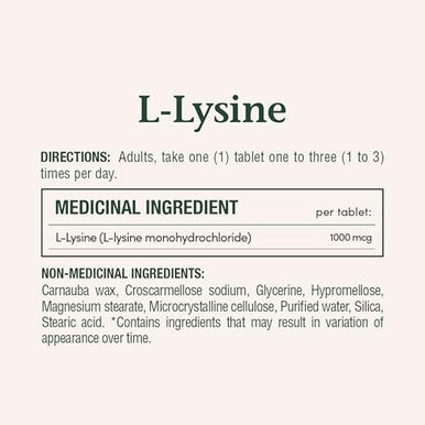 Nature's Bounty L-Lysine 1000 Mg 60 Tablets
