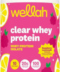 Wellah Clear Whey Protein Isolate Powder (Raspberry Lemonade) 10 Servings - 20G Of Protein 100 Calories Sweetened With Stevia