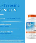 Doctor'S Best Doctors Best L Tyrosine Supplement For Men & Women - L-Tyrosine 500Mg Capsules Brain Support For Adults Amino Acid Support 500 Mg Precursor For Thyroxine Production By Thyroid 120 Veg Caps