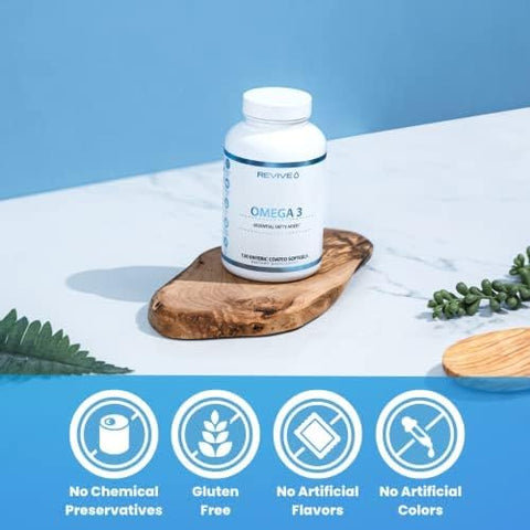Revive Md Omega 3 Fish Oil Supplements For Men & Women " Softgels With Epa & Dha Fatty Acids For Healthy Skin & Joints Heart & Brain Support " Veganfriendly Gluten (120 Softgels)