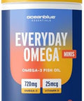 Oceanblue Essentials Everyday Omega Minis Burpless Fish Oil With Vitamin D3 Heart And Immune Support Easy To Swallow Mini Softgels Orange Flavor 3 Month Supply (180 Count Minicap)