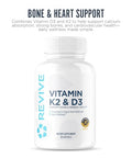 Revive Md Vitamin D3 & K2 Supplement For Women & Men - Physician Formulated K2 & D3 Vitamin Supplement Supports Bone Health & Muscle Strength - Immune & Cardiovascular Support (60 Servings)