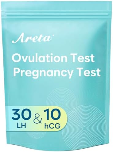 Areta Ovulation & Pregnancy Test Strips: 30 Ovulation Strips & 10 Pregnancy Tests Combo Kit Accurate Athome Fertility Tracker Highly Sensitive Early Pregnancy Detection 30 Lh + 10 Hcg