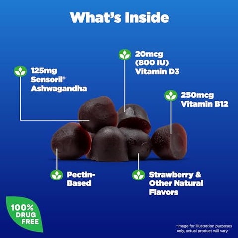 Natrol Ashwagandha Complete Gummy 3-In-1 Daily Stress Support Supports Better Mood Reduces Occasional Stress And Fatigue 30 Gummies Up To A 15 Day Supply