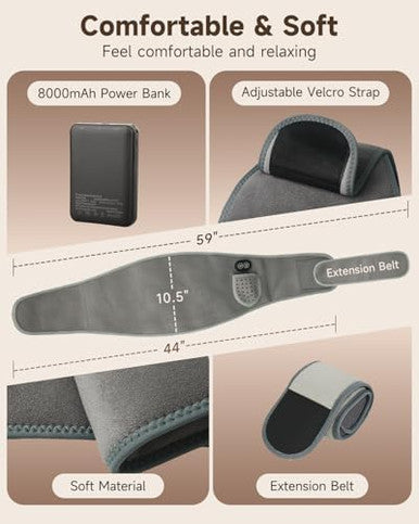 Gilaygrow Cordless Heating Pad With Massager For Back Pain Relief Portable Wearable Heat Belt For Lower Back 8000Mah Rechargeable Wireless Electric With 3 Heat 3 Vibration s For Women Men Mom Dad Seniors