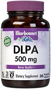 Bluebonnet Nutrition Dlpa (Dlphenylalanine) 500 Mg Form Amino Acid For Nervous System Support Soy & Gluten Nongmo Kosher Vegan 30 Servings White 30 Count