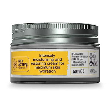 Dr. Organic Vitamin E Moisturising And Restoring Cream Deeply Hydrates Restores Skin S Natural Balance Natural Organic Paraben & Sls- 50 Ml / 1.7 Fl Oz
