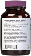 Bluebonnet Nutrition Albion Chelated Zinc For Immune Health & Enzyme Function Soy Gluten Nongmo Kosher Dairy Vegan 90 Vegetable Capsules 90 Servings