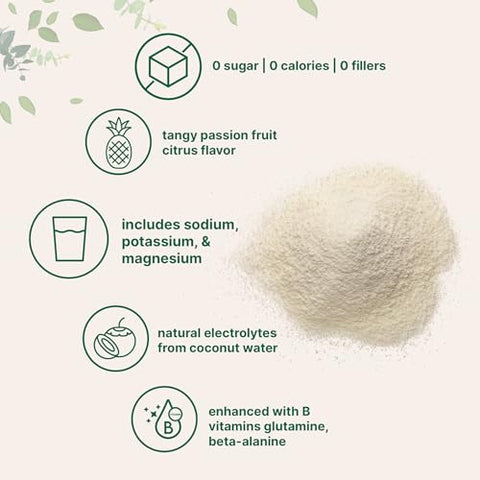 Micro Ingredients Electrolytes Powder 2 Lbs 95 Servings Sugar Free Workout Hydration Potassium Sodium L-Glutamine Beta-Alanine & More Natural Coconut Water Passion Fruit & Citrus Flavor