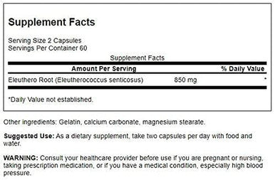 Swanson Eleuthero Root 425 Milligrams 120 Capsules