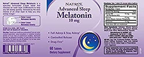 Natrol Advanced Sleep Maximum Strength 10 Mg Tablets Melatonin 60 Count