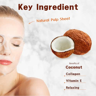 Purederm Coconut Essence Mask (12 Pack) - Coconut Extracts, Collagen, And Vitamin E To Make Your Skin Smooth And Clear