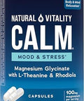 Natural Vitality Calm Mood and Stress Relief Capsules Magnesium Glycinate Supplement 120 Caps