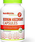 Nutribiotic - Sodium Ascorbate Buffered Vitamin C Capsules 100 Ct Vegan Non-Acidic & Easier On Digestion Than Ascorbic Acid Essential Immune Support & Antioxidant Supplement Gluten & Gmo