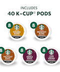 Starbucks K-Cup Coffee Pods, Starbucks Blonde, Medium and Dark Roast Hot or Iced Coffee, Variety Pack, 40 Keurig Pods