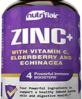 Nutriflair Zinc 50Mg - With Vitamin C, Elderberry, Echinacea Purpurea Extract, Zinc Oxide - Compare With Picolinate, Citrate, Oxide - Complete Immune Support Formula Pills With 4 Immune Defense