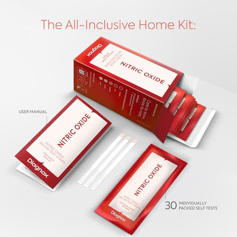 Diagnox Health Diagnox Nitric Oxide Test Strips " Individually Packed Saliva Test Nitric Oxide Indicator Strips For Wellness Cardiovascular Health Vitality Performance & Mens Health " 30 Tests