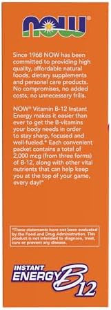 Now Foods Supplements Instant Energy B12 (2000 Mcg Of B12 Per Packet) Cellular Energy Boost 75 Packets