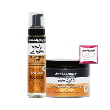Aunt Jackie'S Award-Winning Biotin & Honey Ready Set & Hold Tight Bundle - Strengthen Lengthen & Protect Braids Locs Twists And Natural Styles (2 Products)