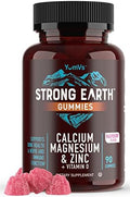 Calcium, Magnesium, Zinc & Vitamin D Gummies By Yumvs Cal Mag Chewable Gummy Supplement For Adults Women & Men Vegetarian Kosher Halal Natural Raspberry Flavor Gummies 90 Count (Pack Of 2)