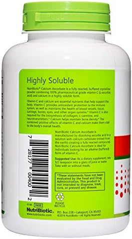Nutribiotic - Calcium Ascorbate Vitamin C Powder 8 Oz Essential Antioxidant & Collagen Supplement Buffered With Calcium Non Acidic & Easier On Digestion Than Ascorbic Acid Gluten & Gmo