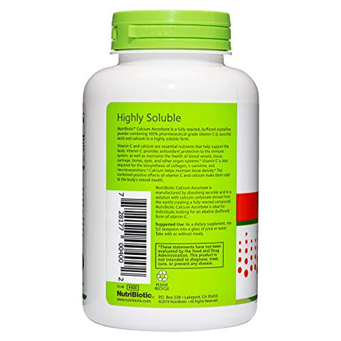 NutriBiotic Calcium Ascorbate Vitamin C Powder Essential Antioxidant and Collagen Supplement Buffered with Calcium Non Acidic and Easier on Digestion than Ascorbic Acid Gluten and GMO 8 Oz