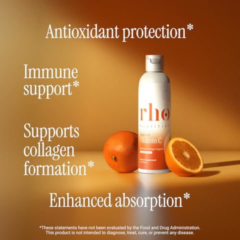 Rho Nutrition Liposomal Vitamin C Ultra High Absorption Liquid Vitamin C Supplement - Supports Immune System Collagen Production And Overall Health For Men And Women