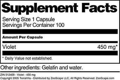 Terravita Violet - 450 Mg (100 Capsules, Zin: 512409)