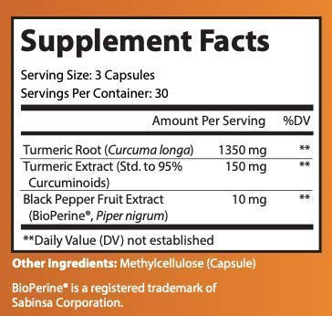 Nutriumph Turmeric Curcumin W/Bioperine | 1500Mg Premium Ingredients High Potency 95% Curcuminoids With Black Pepper Extract For High Absorption | 90 Capsules