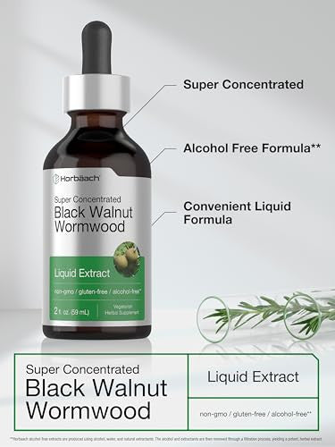 Horbaach Black Walnut Hull Wormwood Extract Tincture 2 Fl Oz