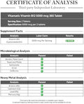 Vitamatic Vitamin B12 5000 mcg 365 Fast Dissolve Tablets Berry Flavor Supports Energy Production and Nervous System Health NonGMO GlutenFree