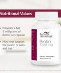 Bariatric Advantage Biotin 5000 Mcg For Bariatric Surgery Patients Easydigest Mini Capsules Biotin Supplement Hair Skin & Nails Support 90 Count