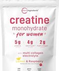 Micro Ingredients Creatine Electrolytes Multi Collagen For Women 5000Mg Micronized Creatine Monohydrate Powder Complex Creatine Hydration Drink Mix Lemon Raspberry Sugar-Free Non-Gmo