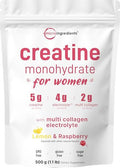 Micro Ingredients Creatine Electrolytes Multi Collagen For Women 5000Mg Micronized Creatine Monohydrate Powder Complex Creatine Hydration Drink Mix Lemon Raspberry Sugar-Free Non-Gmo