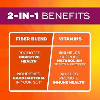 Metamucil Fiber Gummies For Adults With Vitamins C D B12 For Metabolism No Sugar Added Citrus Berry Flavor 5G Plant Based Prebiotic Fiber Supplement Blend 120 Count