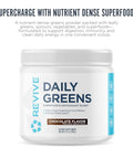 Revive Md Daily Greens Powder Chocolate Superfood & Antioxidant Blend For Energy Gut Health & Immunity Greens Supplement With Vitamins Minerals Digestive Enzymes & Probiotics (20 Servings)